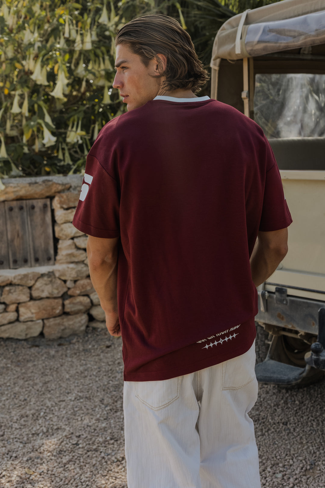 SRK Jersey T-Shirt  'Burgundy & Off White'