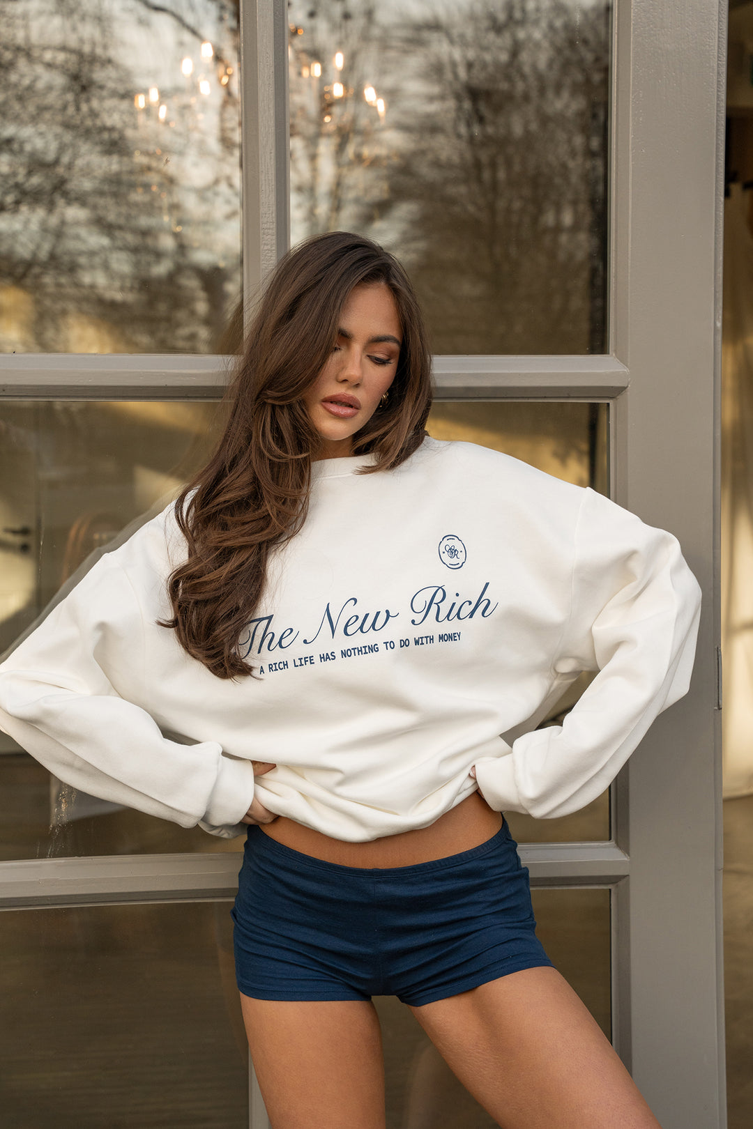 'The New Rich' Sweater 'Off White & Navy'