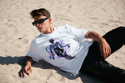 T-Shirt 'Future Rich Kid' Wit met paars
