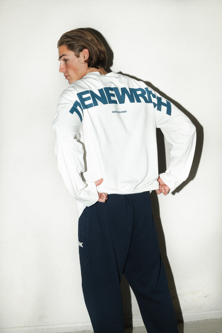 'THE NEW RICH' Longsleeve tee ‘Off white & Navy’