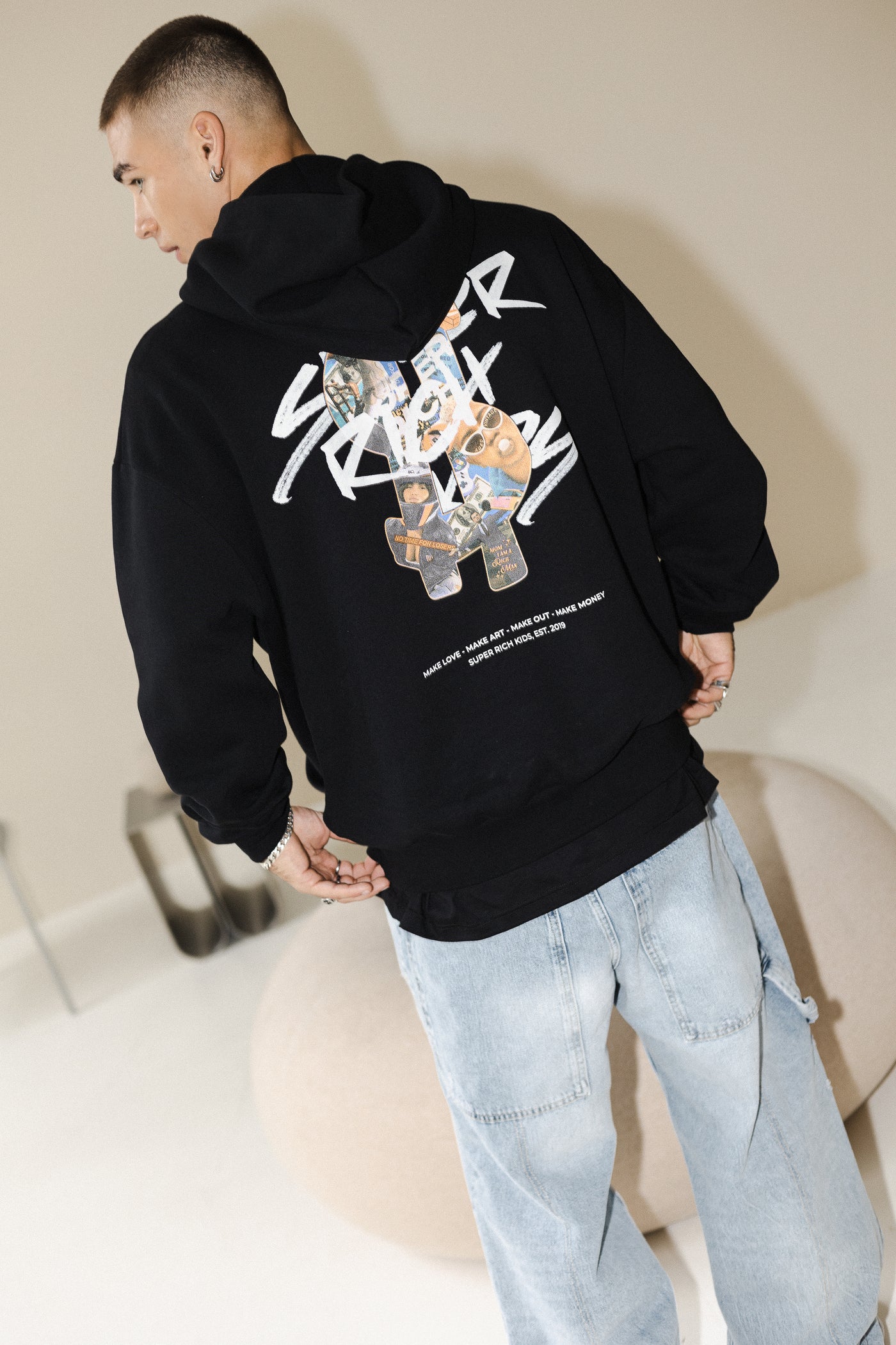 Hoodie 'Stay Positive' Zwart