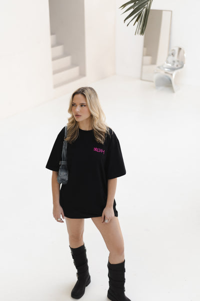 T-Shirt 'Dream' Zwart met roze