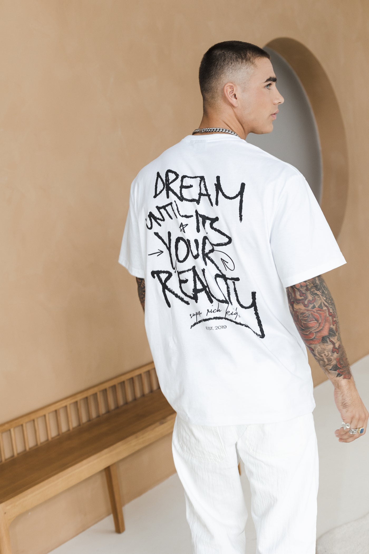 T-Shirt 'Dream' Wit met zwart