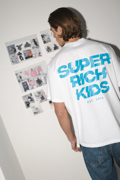 Super Rich Kids T-Shirt wit met blauw