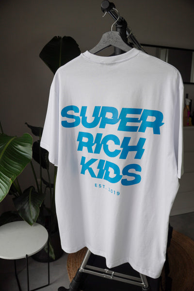 Super Rich Kids T-Shirt wit met blauw