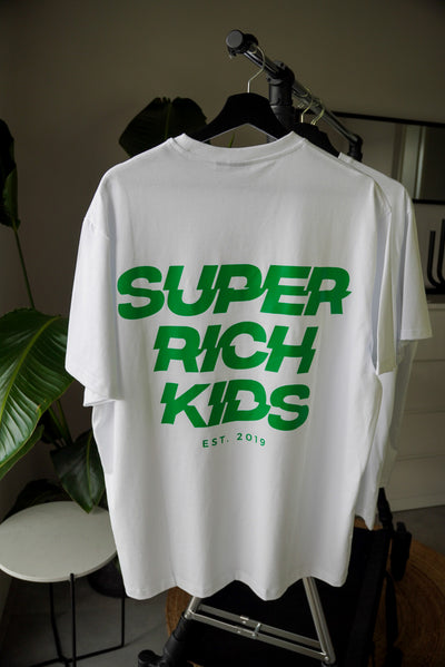 Super Rich Kids T-Shirt wit met bright green