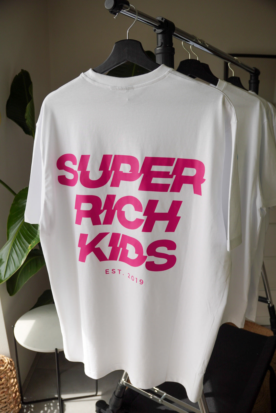Super Rich Kids T-Shirt wit met roze