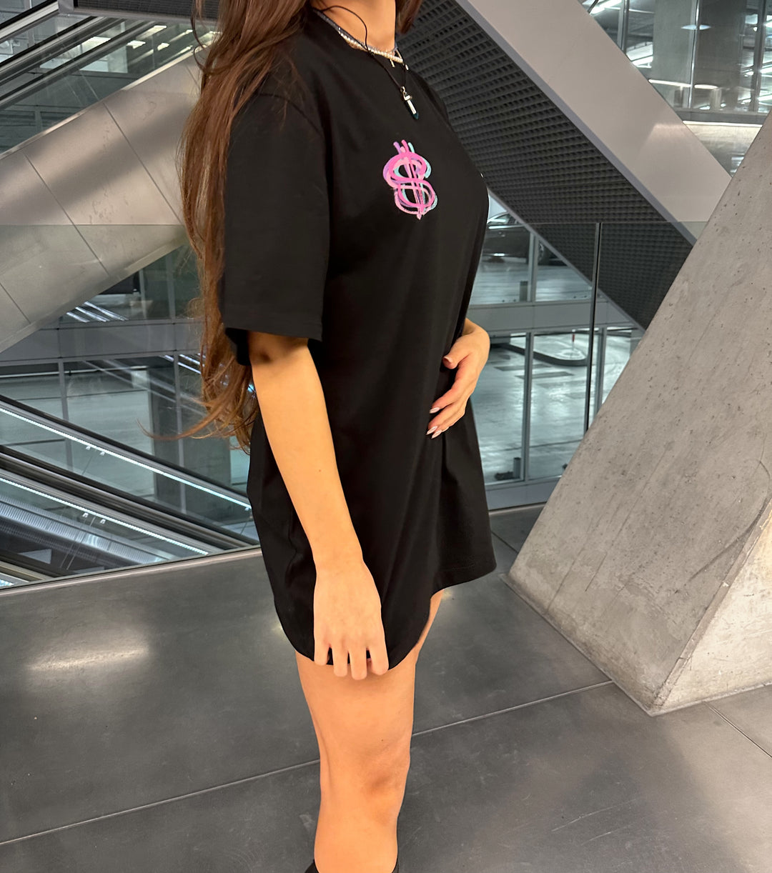 T-Shirt Brushed dollar roze