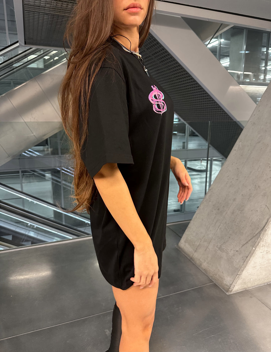 T-Shirt Brushed dollar roze